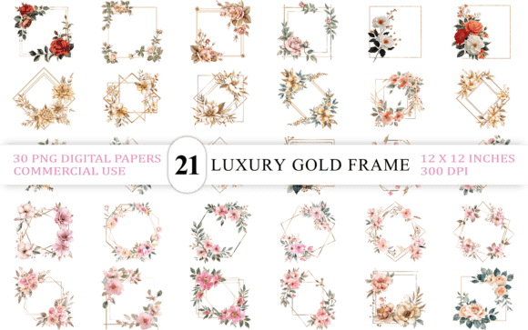 Download Luxury Gold Frame with Floral PNG - Floral png Collection