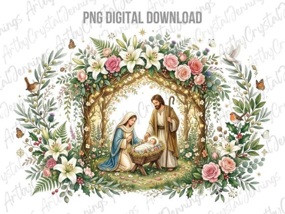 Download Christmas Nativity Scene Floral PNG - Floral png Collection