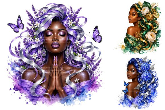 Download Black Women Watercolor Floral PNG - Floral png Collection