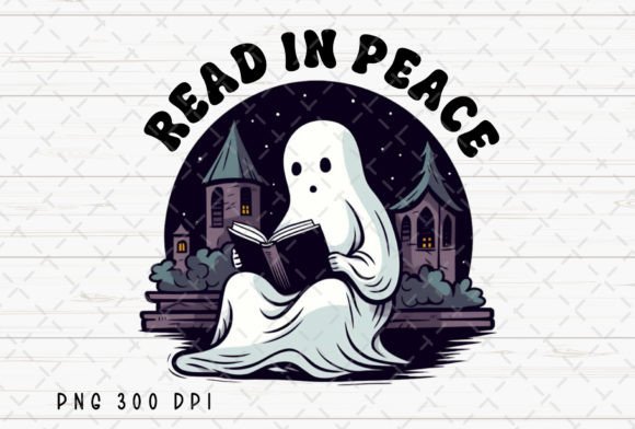 Download Book Lover Ghost Retro Halloween PNG - Premium Resources