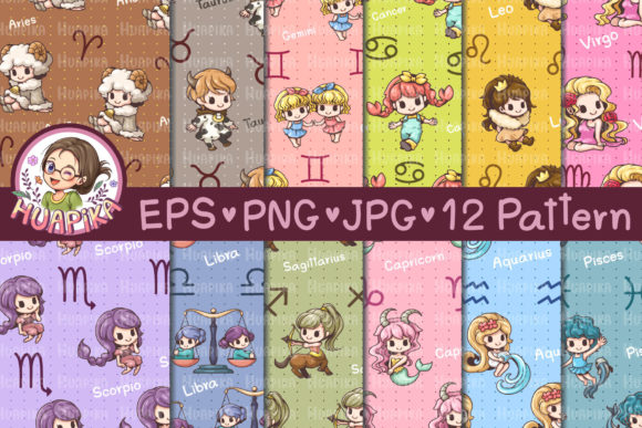 Download Cute Cartoon Character Zodiac Pattern - Zodiac pattern Collection